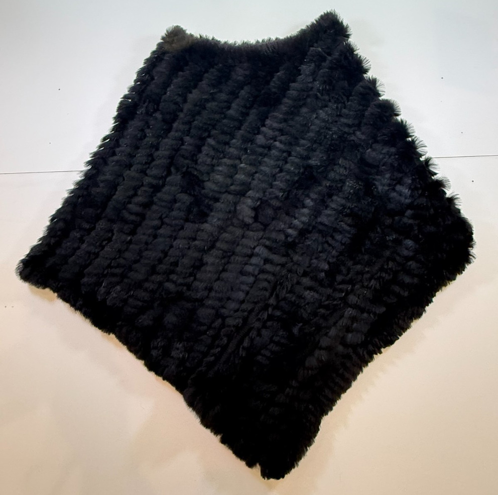 Ladies Knitted Black Rabbit (lapin) Poncho by Black Revit OS